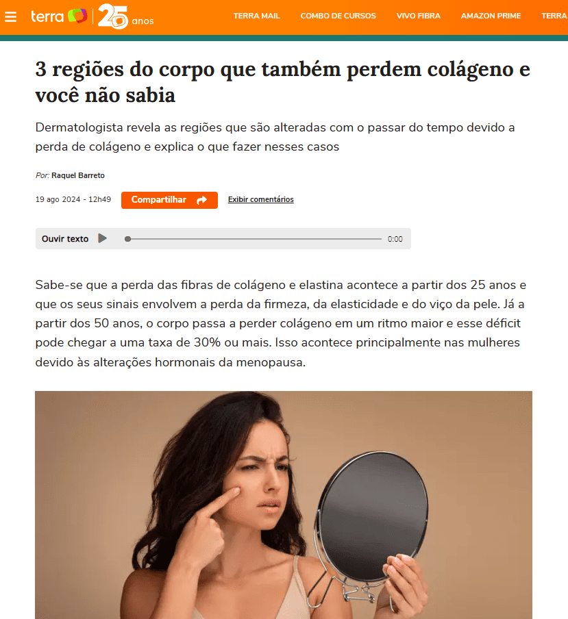 3 regiões do corpo que também perdem colágeno e você não sabia